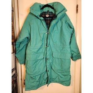 Vintage 80's Woolrich Womens Jacket Coat Teal Wool Lined Zipper Medium